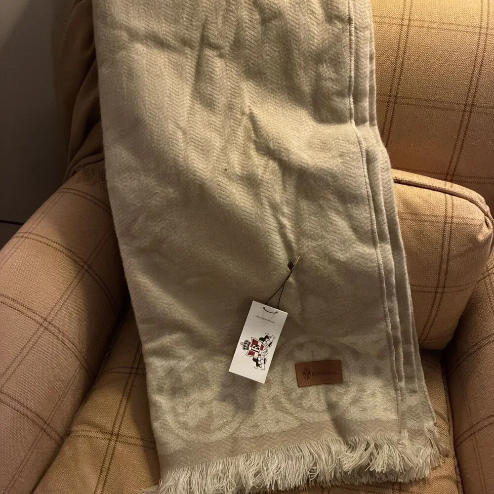 New Ecuadane Southwestern Woven Throw Blanket 52x74 Tan Made in Ecuador